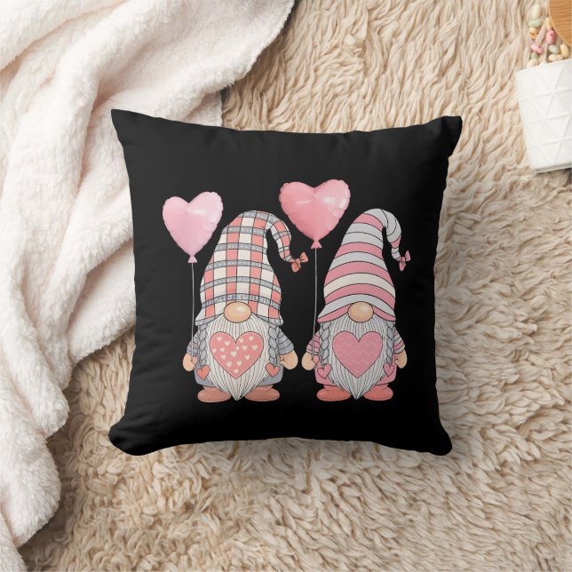 Valentijnsdag Roze Hart Koppel Gnome Ballonnen Kussen (Deken)
