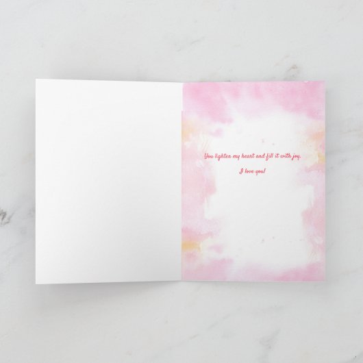 Valentijnsdag Roze Hart met Bloemen Feestdagen Kaart (Binnen)