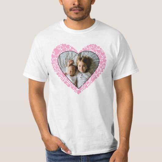 Valentijnsdag Roze hart met foto T-shirt (Voorkant)