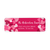 Valentijnsdag Roze harten Aangepast retouradres Etiket (Voorkant)