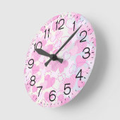 Valentijnsdag roze harten achtergrond ronde klok (Hoek)