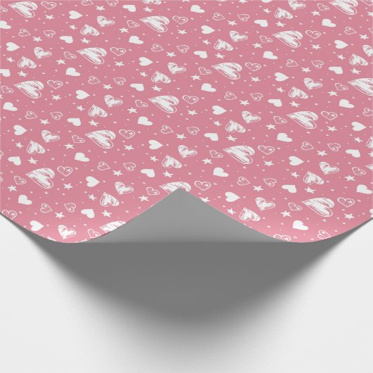 Valentijnsdag Roze Harten Cadeaupapier (Hoek)