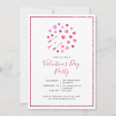 Valentijnsdag Roze Harten en Pijlen Uitnodiging (Voorkant)