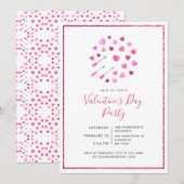 Valentijnsdag Roze Harten en Pijlen Uitnodiging (Voorkant / Achterkant)