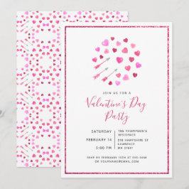 Valentijnsdag Roze Harten en Pijlen Uitnodiging