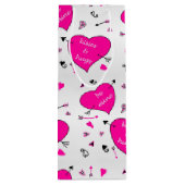 Valentijnsdag Roze harten Hugs n Kisses Wijn Cadeautas (Achterkant)
