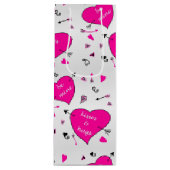 Valentijnsdag Roze harten Hugs n Kisses Wijn Cadeautas (Voorkant)