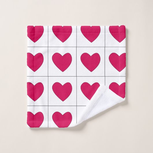 Valentijnsdag roze harten patroon bad handdoek (Wasdoekje)