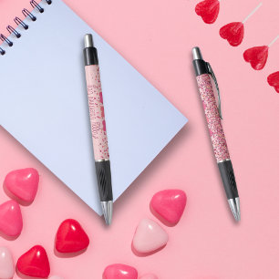 Valentijnsdag roze harten pen