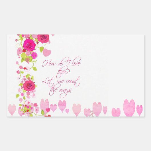 Valentijnsdag Roze Harten Rozen Vintage Sticker (Voorkant)