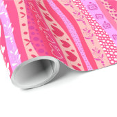 Valentijnsdag Roze hartenpapier met glanzende vull Cadeaupapier (Rol Hoek)