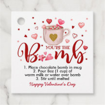 Valentijnsdag Roze Hot Chocolate Bomb Labels