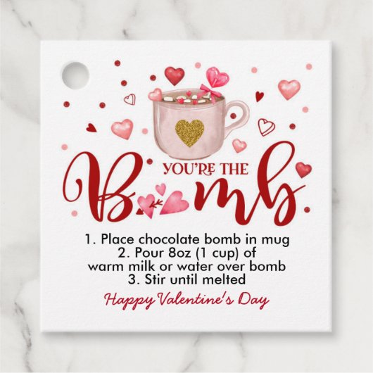 Valentijnsdag Roze Hot Chocolate Bomb Labels (Voorkant)