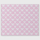 Valentijnsdag Roze Kant Hartpatroon Cadeaupapier (Vlak)