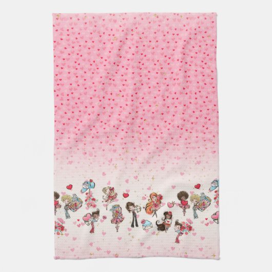 Valentijnsdag Roze keukenhanddoeken (Verticaal)