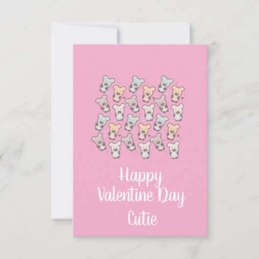 Valentijnsdag Roze Knuffelberen Dessert  Kaart (Voorkant)
