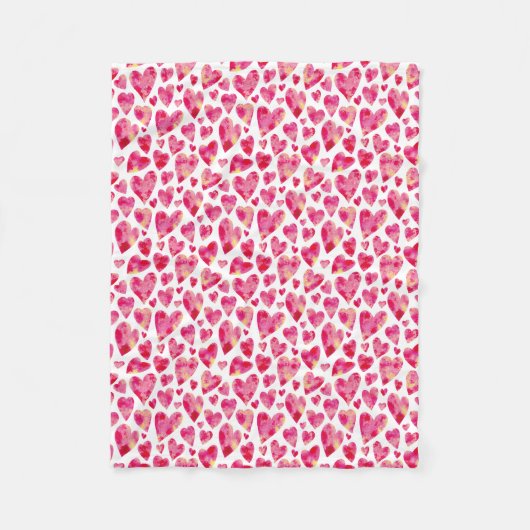 Valentijnsdag Roze Liefdeshart Fleece Deken (Voorkant)