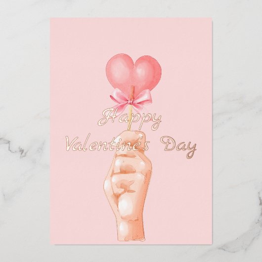 Valentijnsdag | Roze Lollipop Heart Holiday Kaart (Voorkant)