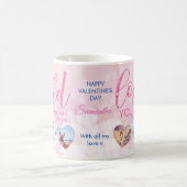 Valentijnsdag Roze Loved Heart Photo Collage Koffiemok (Center)