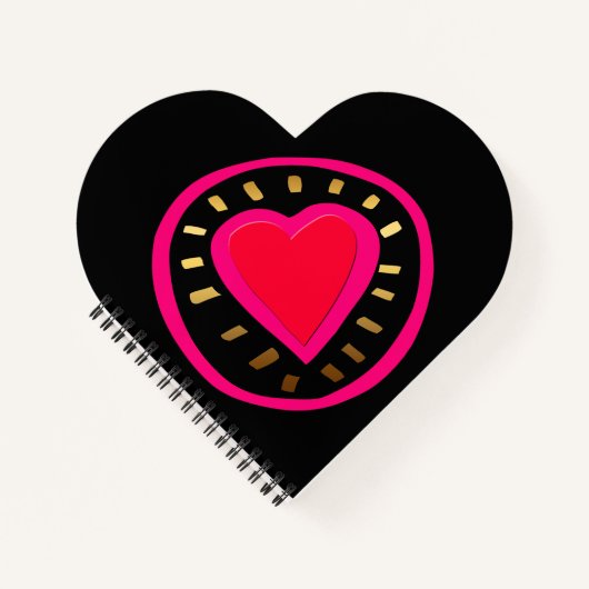 Valentijnsdag Roze Modern Cool Heart Notitieboek (Voorkant)