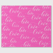 Valentijnsdag Roze n White Love Typografie Cadeaupapier (Vlak)