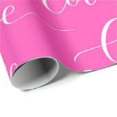 Valentijnsdag Roze n White Love Typografie Cadeaupapier (Rol Hoek)