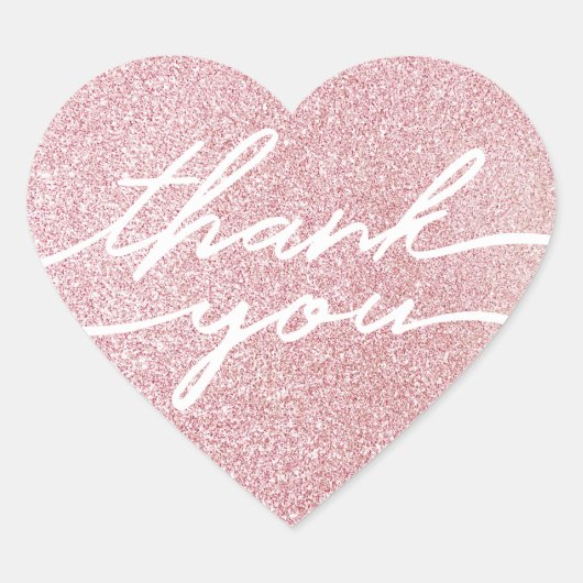 Valentijnsdag Roze Nep Glitter Bedankt Sticker (Voorkant)