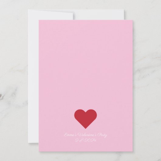 Valentijnsdag Roze opgerold Edge-partij Kaart (Achterkant)