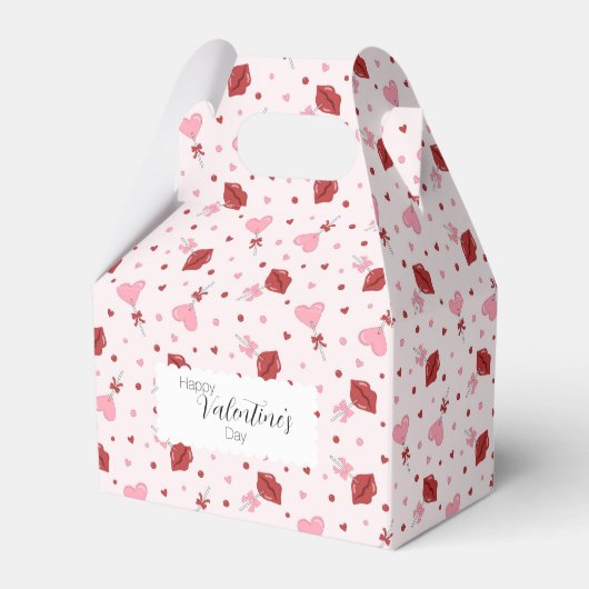 Valentijnsdag Roze & Rode Hart Lollipop Suckers Bedankdoosjes (Voorkant Zijde)