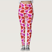 Valentijnsdag roze rode lips patroon leggings (Voorkant)