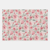 Valentijnsdag Roze & Rode Rozen Inpakpapier Vel (Voorkant 2)