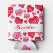 Valentijnsdag Roze Rood Hart XOXO Patroon Wit Blikjeskoeler (Achterkant)