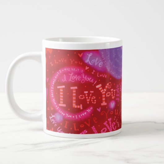 Valentijnsdag Roze Rood Ik hou van je typografie Grote Koffiekop (Links)
