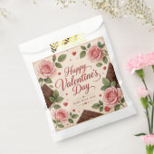 Valentijnsdag Roze Rozen Chocoladerepen Bedankzakje (Gezegeld)
