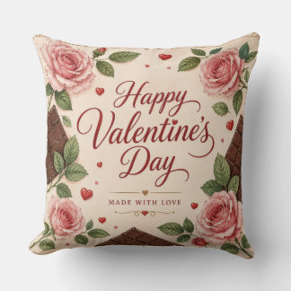 Valentijnsdag Roze Rozen Chocoladerepen Kussen