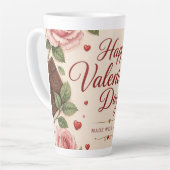 Valentijnsdag Roze Rozen Chocoladerepen Latte Mok (Linkerhoek)