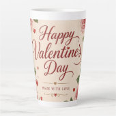 Valentijnsdag Roze Rozen Chocoladerepen Latte Mok (Voorkant)
