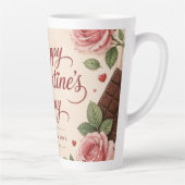 Valentijnsdag Roze Rozen Chocoladerepen Latte Mok (Rechts)