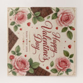 Valentijnsdag Roze Rozen Chocoladerepen Legpuzzel (Horizontaal)