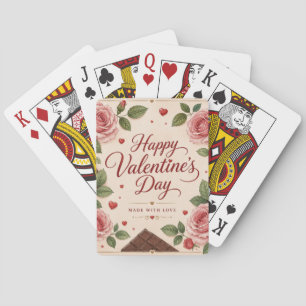 Valentijnsdag Roze Rozen Chocoladerepen Pokerkaarten