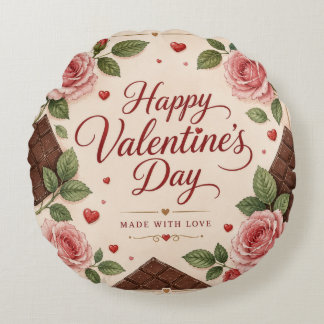 Valentijnsdag Roze Rozen Chocoladerepen Rond Kussen