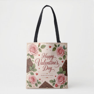 Valentijnsdag Roze Rozen Chocoladerepen Tote Bag