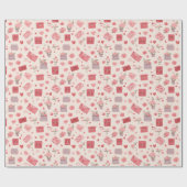Valentijnsdag Roze Rozen en Oude Brieven Cadeaupapier (Vlak)