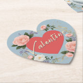 Valentijnsdag Roze Rozen Romantische Liefde Hart Kartonnen Onderzetters (Gekanteld)