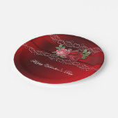 Valentijnsdag Roze Rozen Wit Hart Papieren Bordje (Gekanteld)