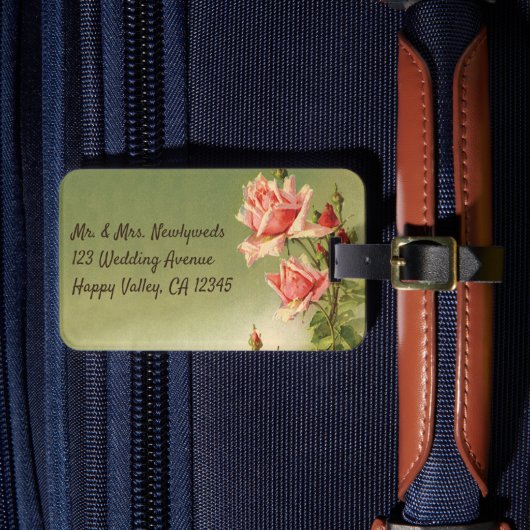  Valentijnsdag Roze Victoriaans Roos van de tuin Bagagelabel (Voorkant Insitu 4)