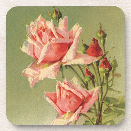 Valentijnsdag Roze Victoriaans Roos van de tuin Bier Onderzetter (Voorkant)