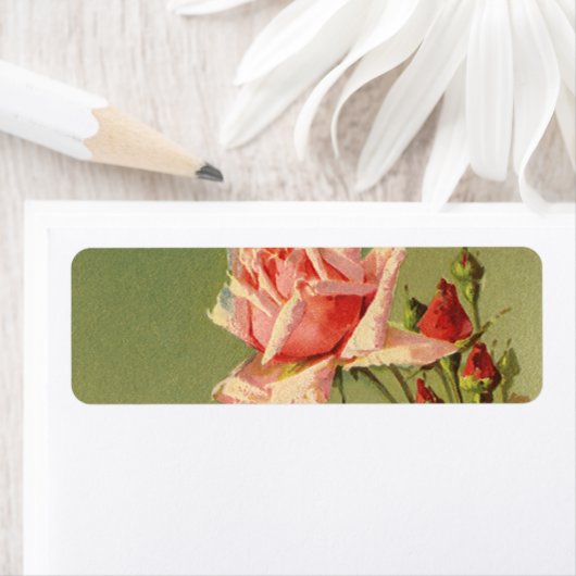  Valentijnsdag Roze Victoriaans Roos van de tuin Etiket (Insitu)