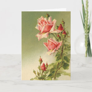  Valentijnsdag Roze Victoriaans Roos van de tuin Feestdagen Kaart