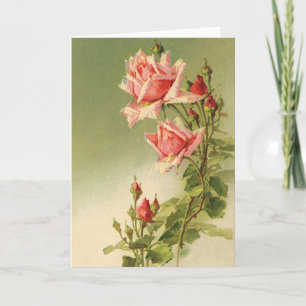  Valentijnsdag Roze Victoriaans Roos van de tuin Feestdagen Kaart
